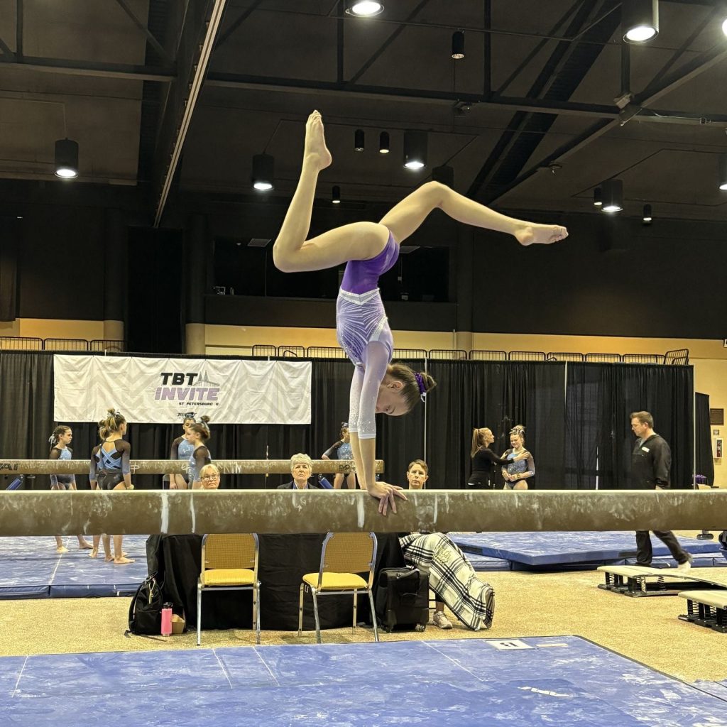 gymnast on the beam